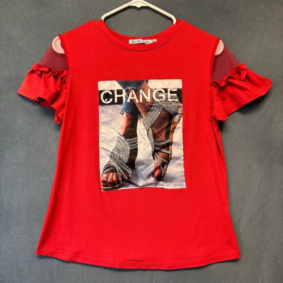 Ko Ko Ailis Change Shirt Y2K Mesh Peek a Boo Sleeves High Heels Studded Pearls - Picture 1 of 10